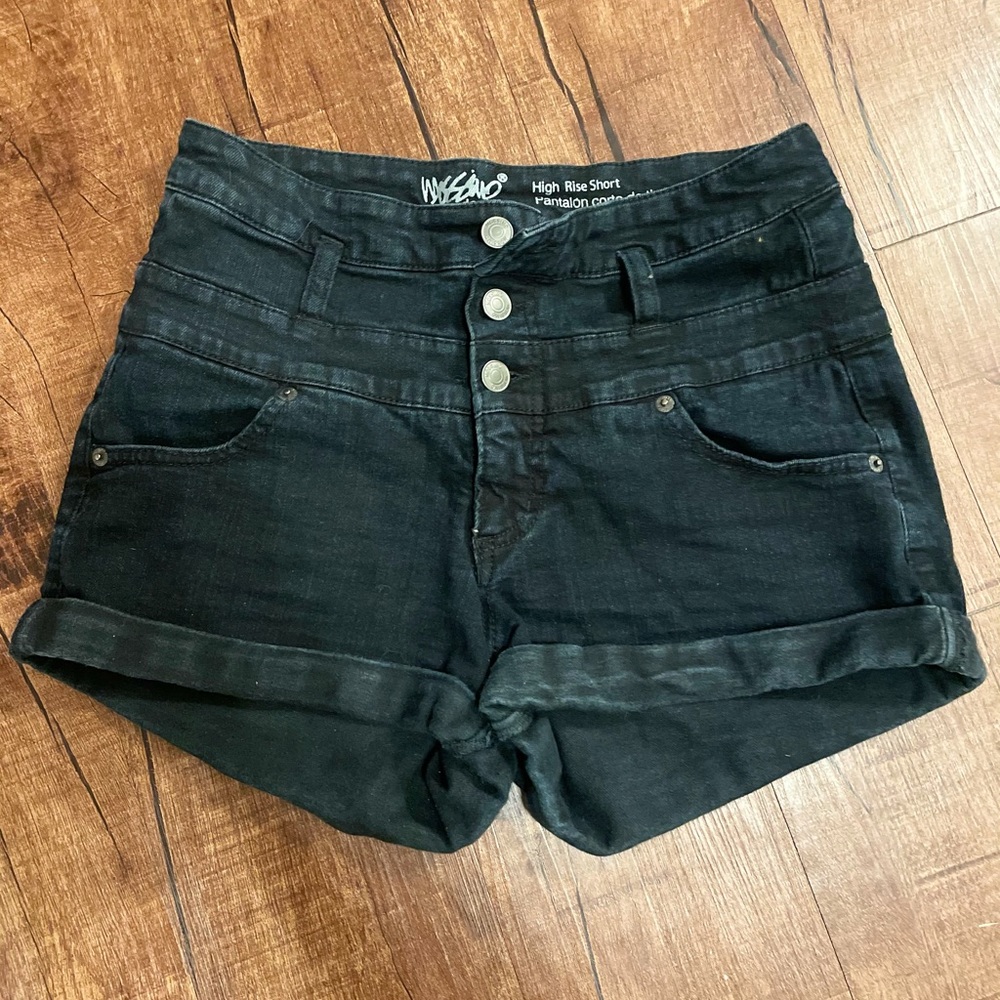Dark blue button down shorts